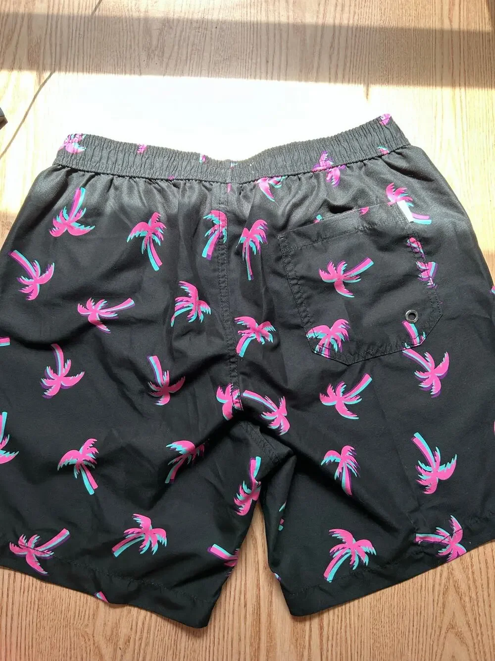 New Mens Maamgic Tropical Palm Tree 🌴Print Swim Trunks w/Liner Black Medium